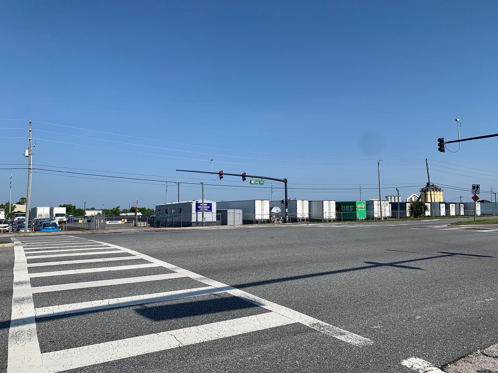 View of parking lot from Orange Ave